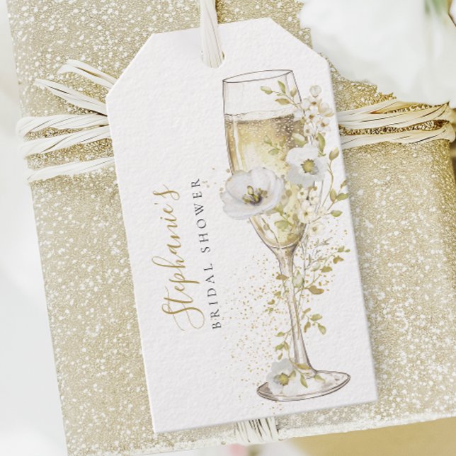 Étiquette de mariage champêtre Fleurs & Prosecco (Créateur téléchargé)