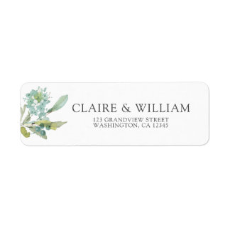 Étiquette de Mariage de couleur bleu vert botaniqu