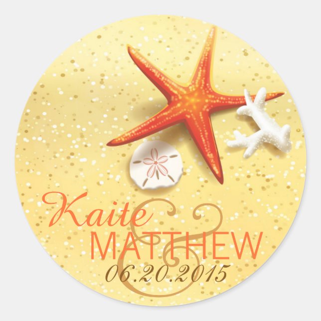 Étiquette de mariage de destination de Seashell Be (Devant)