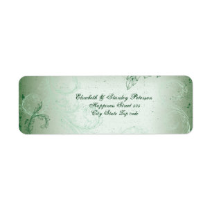 étiquette de mariage de feuille de défilement vert