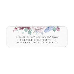 Étiquette de Mariage de fleurs bleu mauve et Dusty
