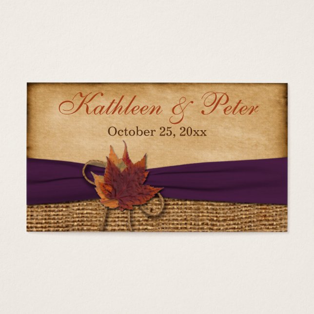 Étiquette de mariage FAUX Burlap Favor de l'automn (Devant)