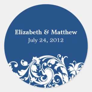 Étiquette de mariage favori pour le Flourish bleu 