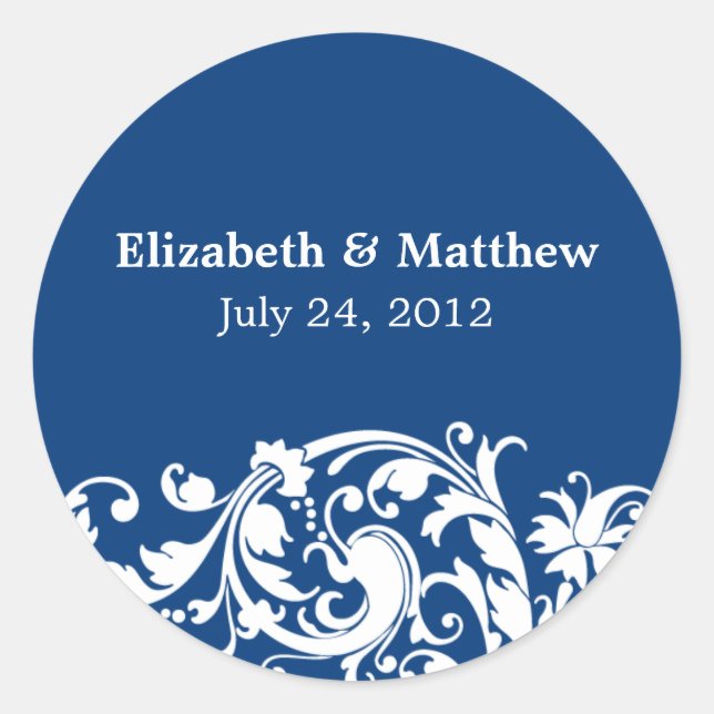 Étiquette de mariage favori pour le Flourish bleu  (Devant)
