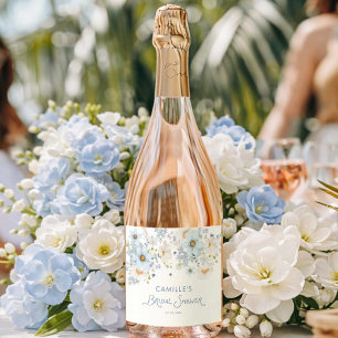 Étiquette de mariage fleurie bleue pour une fête p