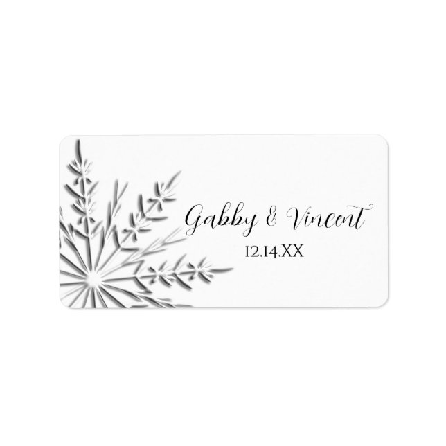 Étiquette de mariage hivernal Snowflake Favor (Devant)
