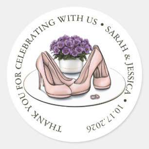 Étiquette de mariage lesbien Fleurs Violettes Élég