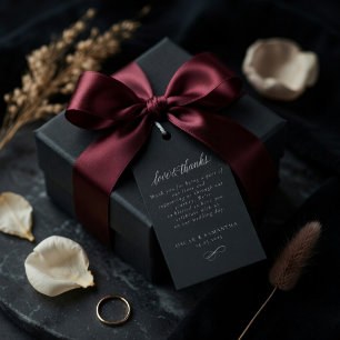 Étiquette de Mariage Luxueuse Ardoise Sombre Amo
