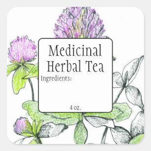 Étiquette de mélange de thé à base d'herbes blanch
