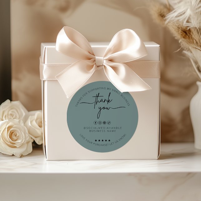 Étiquette de Merci d'autocollant vert sur mesure (Custom Sage Green Sticker Thank You Label)