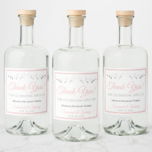 Étiquette de Merci de bouteille rose et gris Maria