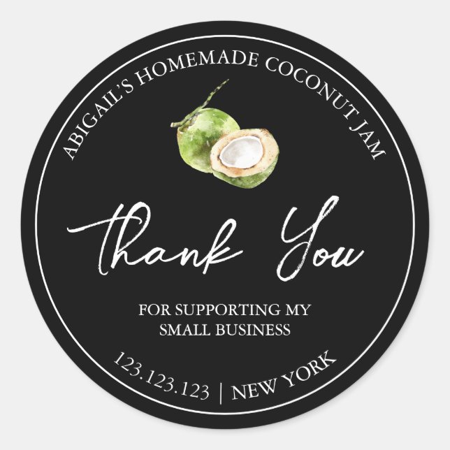 Étiquette de Merci de confiture de coco maison sim (Devant)