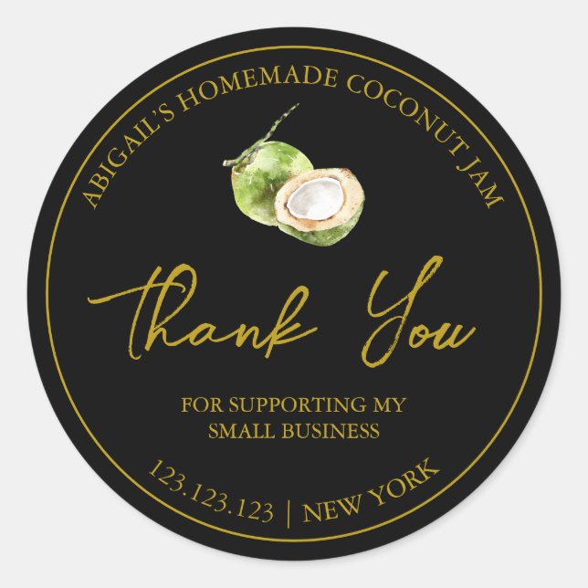 Étiquette de Merci de confiture de coco maison sim (Devant)