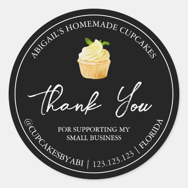 Étiquette de Merci de Cupcake maison simple (Devant)