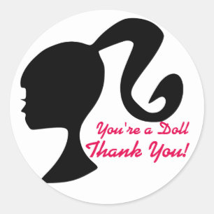 Étiquette de Merci de silhouette de poupée vintage