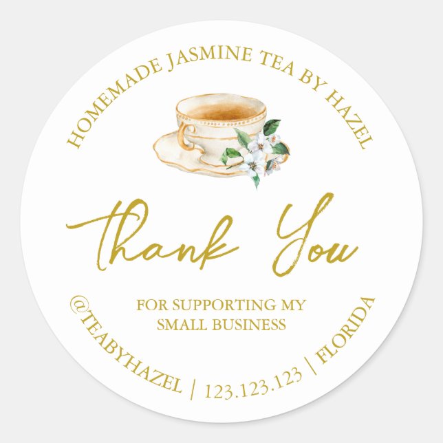 Étiquette de Merci de thé au Jasmin fait maison (Devant)