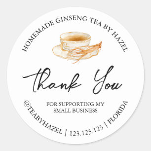 Étiquette de Merci de thé racine Ginseng maison si
