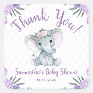 Étiquette de Merci floral violet de l'éléphant fil