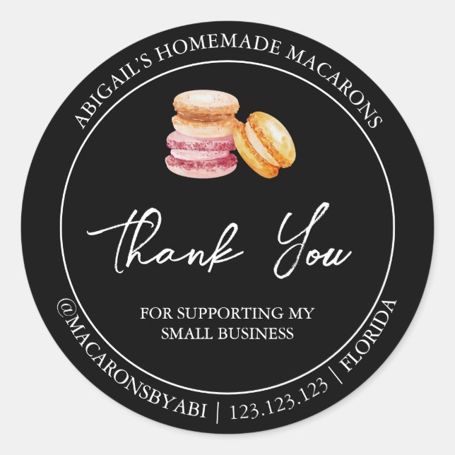 Étiquette de Merci Macaron maison simple (Devant)