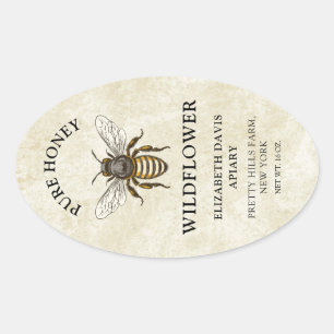 Étiquette de miel avec abeille à miel de style vin