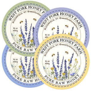 Étiquette de miel de fleur sauvage avec bordure po