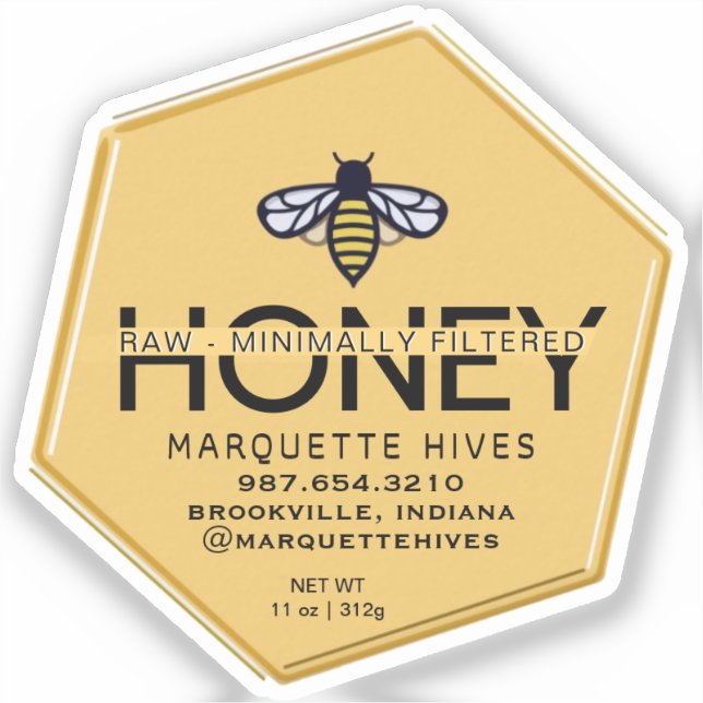 Étiquette de miel en forme d'hexagone de vinyle co (Recto)