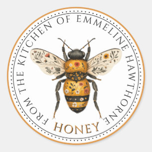 Étiquette de miel floral d'abeille mignonne