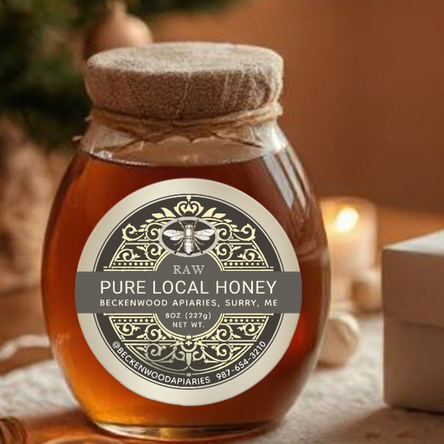 Étiquette de miel français orné avec Heraldic Bee  (Créateur téléchargé)