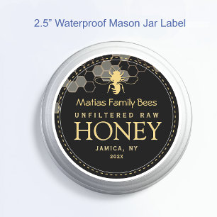 étiquette de miel Mason Jar imperméable de 25 po