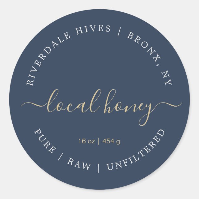 Étiquette de miel minimal Pure Raw Local (Devant)