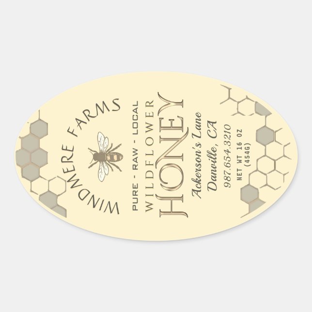 Étiquette de miel Queenline 16/32oz Abeille de mie (Devant)