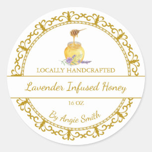 Étiquette de miel vintage Gold Lavender infusé