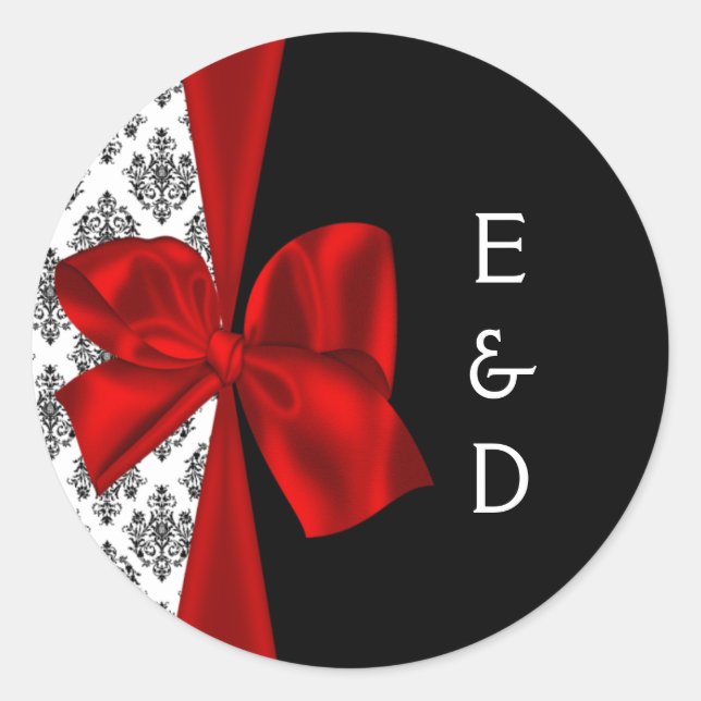 étiquette de monogramme mariage rouge (Devant)