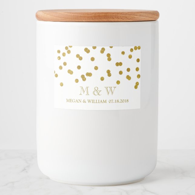 Étiquette de monogramme personnalisé Gold Confetti (Devant)