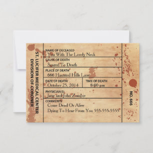 Étiquette de morgue ensanglantée Invitation Hallow