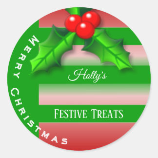 Étiquette de Noël de Holly Berries