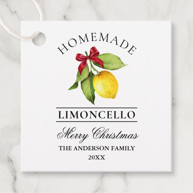 Étiquette de Noël de Limoncello au citron d'aquare (Devant)