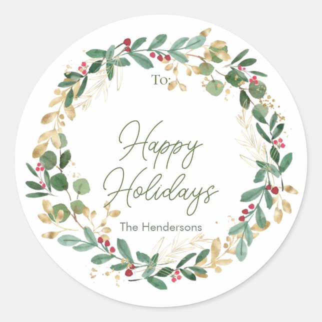 Étiquette de Noël Foliing Red Berry (Devant)