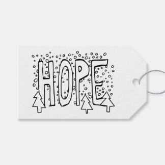 Étiquette de Noël « Hope » à colorier avec pinède 