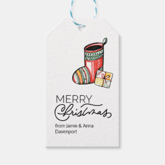 Étiquette de Noël personnalisée avec des bas d'aqu