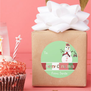 Étiquette de Noël Snowman Vert mais vous choisisse