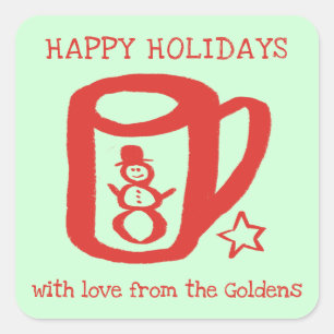 Étiquette de Noël Xmas Mug Doodle CHRISTMAS Cadeau