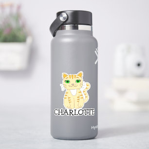 Étiquette de nom de chat orange personnalisé
