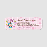Étiquette de nom de femme de chambre rose pour per