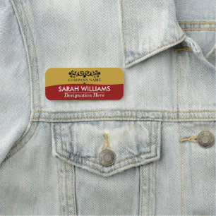 Étiquette de nom de société Rouge Or Élégant