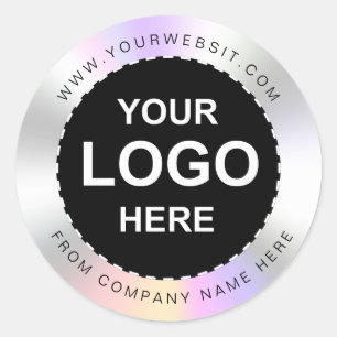 Étiquette de nom du logo Holographique noir'Merci