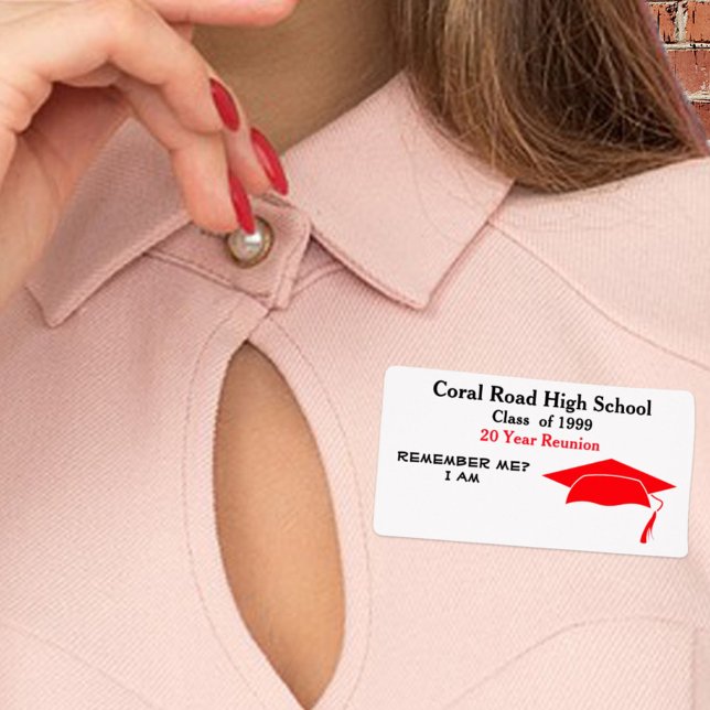 Étiquette de nom du papier rouge noir Réunion de c (Créateur téléchargé)