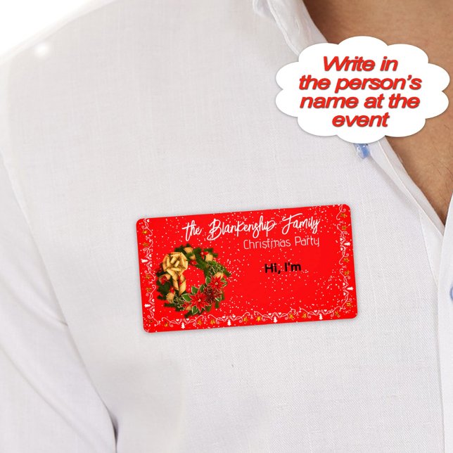 Étiquette de nom en papier avec bordure de couronn (Avoid forgetting names at your party. Add personalized names tags to your party essentials list. )