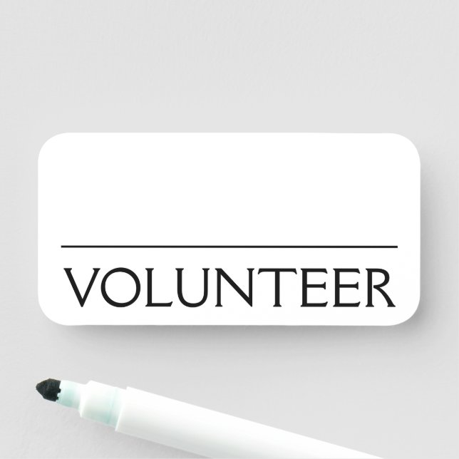 Étiquette de nom "VOLONTAIRE" professionnelle (En situation)