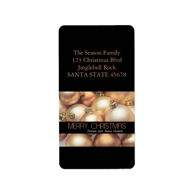 Étiquette De nos nouveaux ornements dorés (Devant)